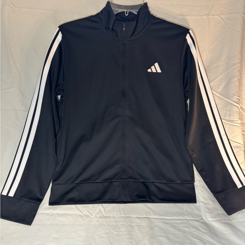 🆕 Adidas Youth Tricot Jacket, Black with White Stripes - NWT
